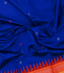Blue Woven Dupion Silk Saree With Buttas & Contrast Border-DS0622
