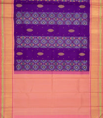 Purple Handloom Korvai Kanchipuram Silk Saree With Tie & Dye Motifs-KA13345