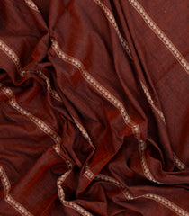 Brown Woven Bengal Cotton Saree With Stripes & Contrast Pallu-BG1891