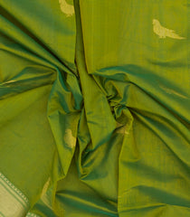 Green Handloom Silk Cotton Saree With Buttas & Zari Border-SC4601