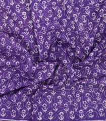 Purple Printed Chanderi Cotton Saree With Floral Motifs-CC1760