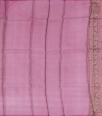 Magenta Handloom Banarasi Organza Silk Saree With Floral Stripes-BE1585