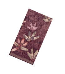Burgundy Printed Synthetic Dola Silk Saree With Zari Stripes-BL5506