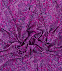 Magenta Printed Crepe Silk Saree With Abstract Motifs-PS0909