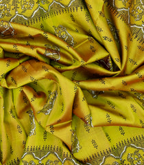 Mustard Woven Silk Saree With Printed Horse Motifs-PS0572