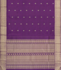 Dark Purple Handloom Kanchipuram Silk Saree With Meena Buttas-KA14672