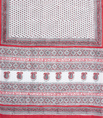 White Printed Jaipur Cotton Saree With Floral Motifs-JC1532