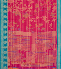 Pink Printed Synthetics Dola with Zari Stripes & Contrast Border-BL5220