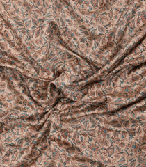 Beige Printed Chanderi Cotton Saree With Zari Border-CC1517
