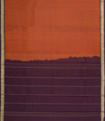 Rust Handloom Kanchipuram Silk Saree With Contrast Maroon Border-KA14744