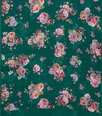 Sea Green Woven Pure Chiffon Silk Saree With Printed Floral Motifs-PS0605