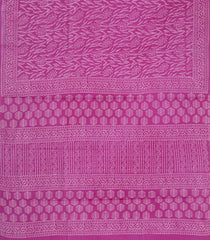 Pink Printed Jaipur Cotton Saree With Floral Motifs-JC1875