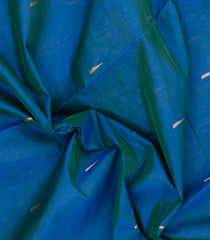Blue Handloom Silk Cotton Saree With Zari Buttas & Contrast Border-SC4807