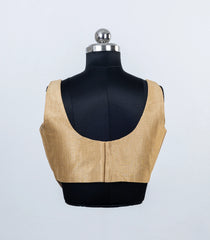 Gold Woven Ready Made Spun Cotton Plain Sleeveless Blouse-RB5193