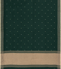 Dark Green Woven Bengal Cotton Saree With Floral Motifs-BG1823