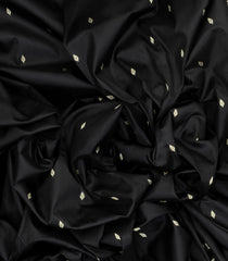 Black Handloom Banarasi Silk Saree With Floral Motifs-BE1282