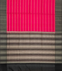 Hot Pink Handloom Soft Silk Saree With Stripes & Contrast Border