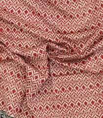 Red Printed Chanderi Cotton Saree With Zari Border-CC1527