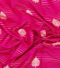 Hot Pink Printed Synthetic Dola Silk Saree With Zari Stripes & Border-SY0388