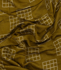 Olive Green Printed Art Chanderi Saree With Zari Border-BL5015
