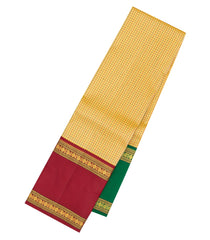 Sandal Handloom Korvai Kanchipuram Silk Saree With Ganga Jamuna Border-KA15925
