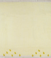 Yellow Handloom Linen Saree With Embroidered Floral Motifs-LI0769