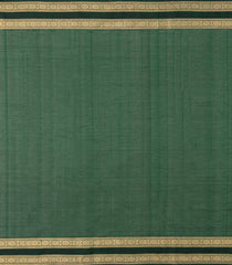 Dark Green Handloom Kanchi Cotton Saree With Silk Border-KC1803