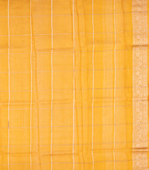 Mustard Woven Pure Organza Silk Saree With Zari Checks & Buttas-KS1081