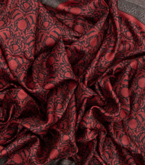 Black Handloom Tussar Silk Saree With Pashmina Printed Floral Motifs-TU2698