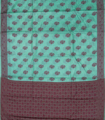 Turquoise Woven Tussar Silk Saree With Floral Motifs-TU2962