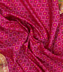Pink Handloom Rajkot Patola Silk Saree With Ikat Motifs-IK0447