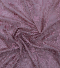 Dusty Pink Embroidered Organza Saree With Bird Motifs-KS1054