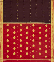 Dark Brown Woven Mysore Silk Saree With Buttas-MS3421