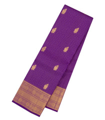 Purple Handloom Kanchipuram Silk Saree With Zari Checks & Buttas-KA16666