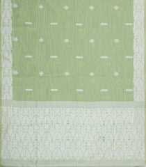 Mint Green Woven Art Linen Saree With Floral Buttas-BL5665