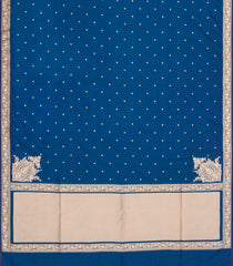 Blue Woven Blended Satin Saree With Floral Zari Buttas-BL6006