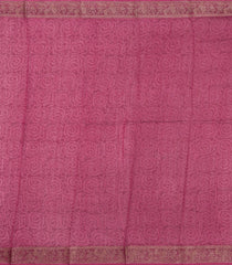 Dusty Pink Printed Chanderi Cotton Saree With Zari Border-CC1600