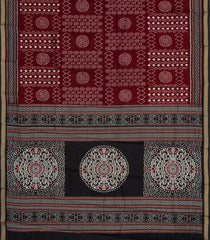 Maroon Printed Blended Chanderi Cotton Saree With Zari Border-BL5772