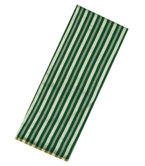 Dark Green Woven Banarasi Khadi Georgette Silk Saree With Stripes-BE1506