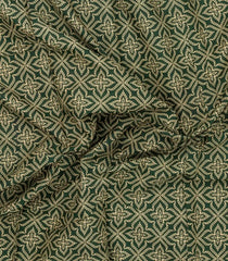 Green Printed Jaipur Cotton Saree With Floral Motifs-JC1742