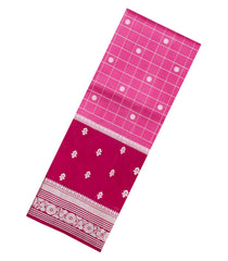Bubblegum Pink Woven Banarasi Poona Silk Saree With Checks & Buttas-BP1003