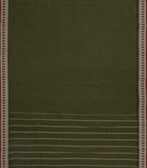 Olive Green Woven Chirala Cotton Saree With Contrast Border-CR1409