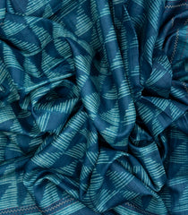 Indigo Handloom Tussar Silk Saree With Printed Geometric Motifs-TU2772
