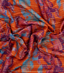 Orange Printed Synthetics Dola Silk Saree Zari Stripes & Contrast Border-BL5349