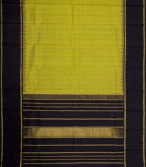 Olive Green Handloom Korvai Kanchipuram Silk Saree With Stripes-KA16217
