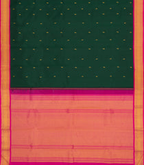 Dark Green Handloom Korvai Kanchipuram Silk Saree With Floral Zari Buttas-KA13949