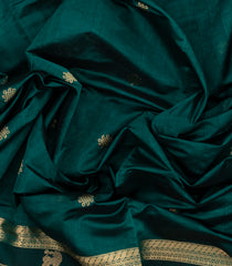 Teal Handloom Silk Cotton Saree With Kolam Buttas-SC3909