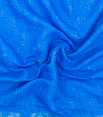 Blue Printed Synthetic Linen Saree With Floral Motifs-SY0333