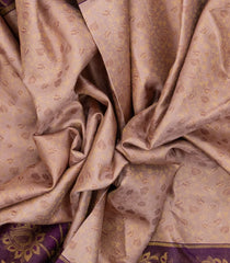 Peach Handloom Kanchipuram Silk Saree With Floral Vine Motifs-KA14567