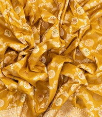 Mustard Handloom Banarasi Silk Saree With Meena Floral Motifs-BE1428